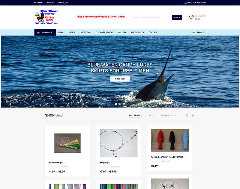 Blue Water Candy Lures Wilmington NC Wordpress Design