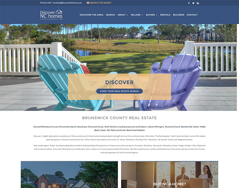 Discover NC Homes Wilmington NC Wordpress Design